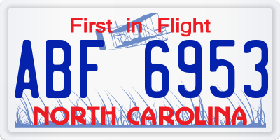 NC license plate ABF6953