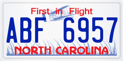 NC license plate ABF6957