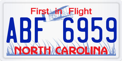 NC license plate ABF6959
