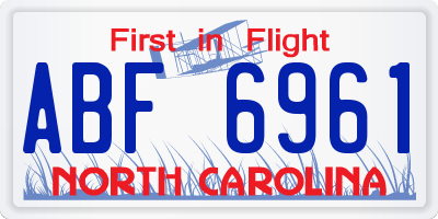 NC license plate ABF6961