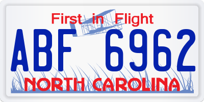 NC license plate ABF6962