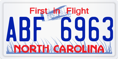NC license plate ABF6963