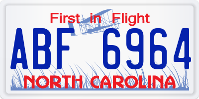 NC license plate ABF6964