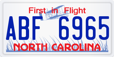 NC license plate ABF6965