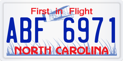 NC license plate ABF6971