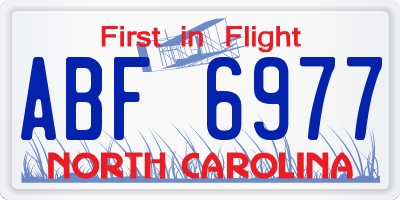 NC license plate ABF6977