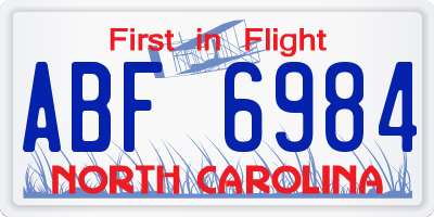 NC license plate ABF6984
