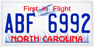 NC license plate ABF6992