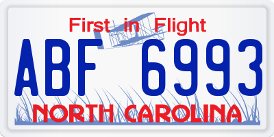 NC license plate ABF6993