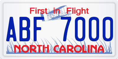 NC license plate ABF7000
