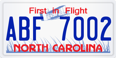 NC license plate ABF7002