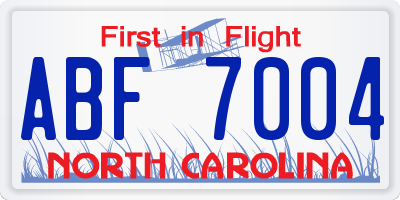 NC license plate ABF7004