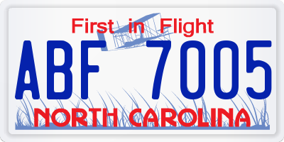 NC license plate ABF7005