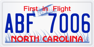 NC license plate ABF7006