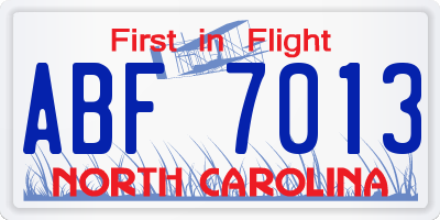 NC license plate ABF7013