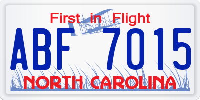 NC license plate ABF7015