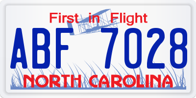 NC license plate ABF7028