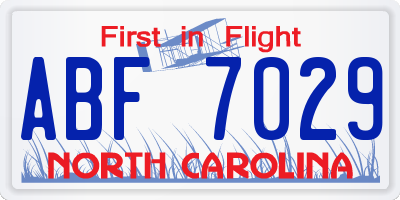 NC license plate ABF7029