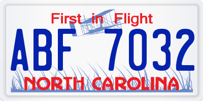 NC license plate ABF7032