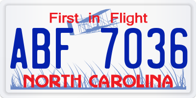 NC license plate ABF7036