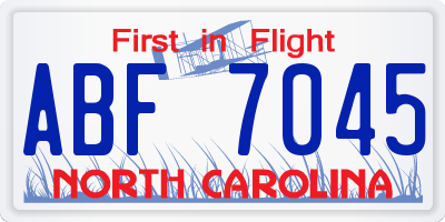 NC license plate ABF7045