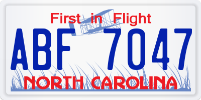 NC license plate ABF7047