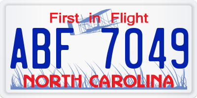 NC license plate ABF7049