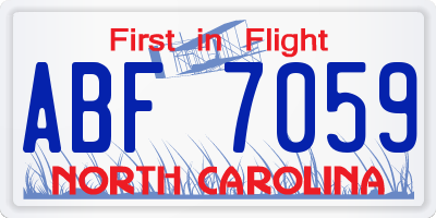 NC license plate ABF7059
