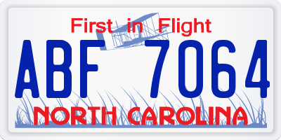 NC license plate ABF7064