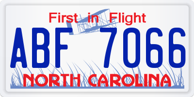 NC license plate ABF7066