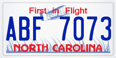 NC license plate ABF7073