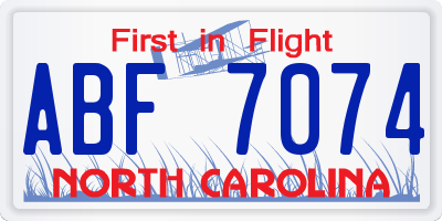 NC license plate ABF7074