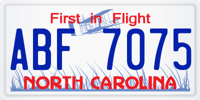 NC license plate ABF7075