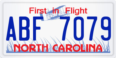 NC license plate ABF7079