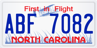 NC license plate ABF7082