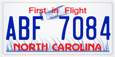 NC license plate ABF7084