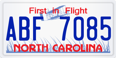 NC license plate ABF7085