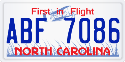 NC license plate ABF7086