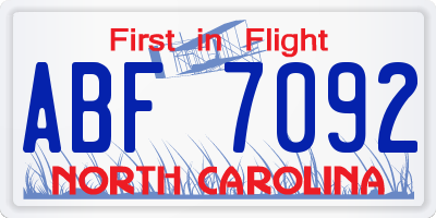 NC license plate ABF7092