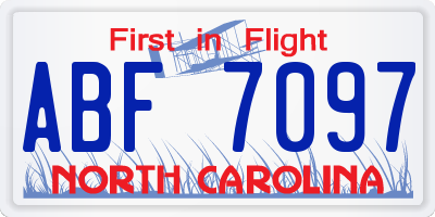 NC license plate ABF7097