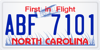 NC license plate ABF7101