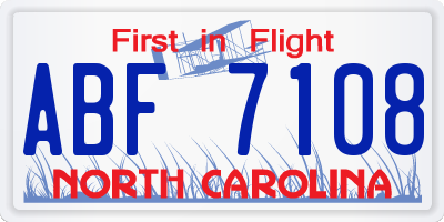 NC license plate ABF7108