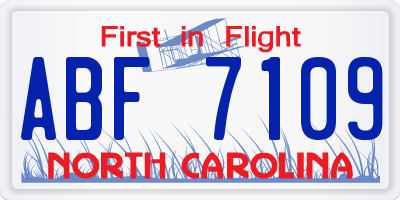 NC license plate ABF7109