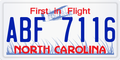 NC license plate ABF7116