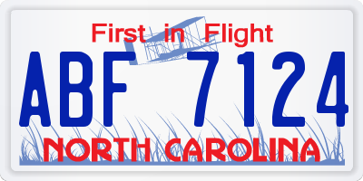 NC license plate ABF7124