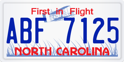 NC license plate ABF7125