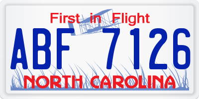 NC license plate ABF7126