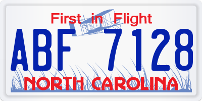 NC license plate ABF7128