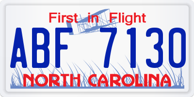 NC license plate ABF7130