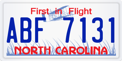 NC license plate ABF7131